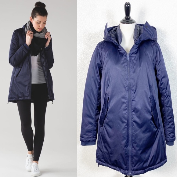 lululemon athletica Jackets & Blazers - Lululemon Womens No Shivers Reversible Bomber Jacket in Navy Blue Size 6